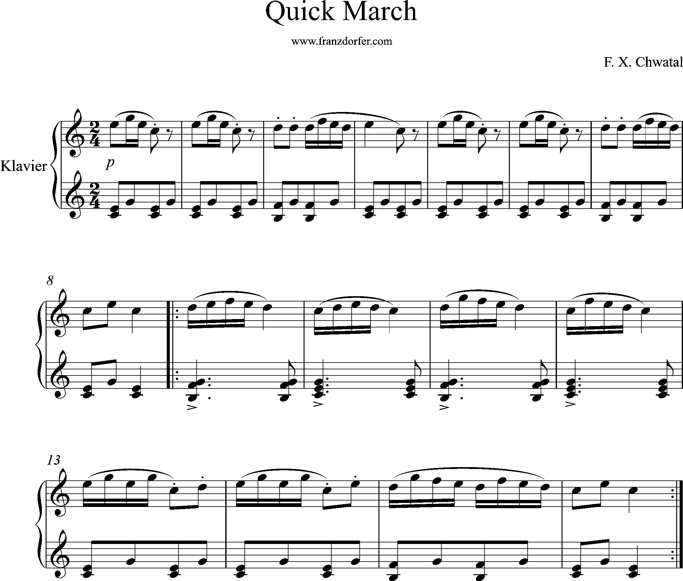 Piano sheetmusic, Quick March, Chwatal